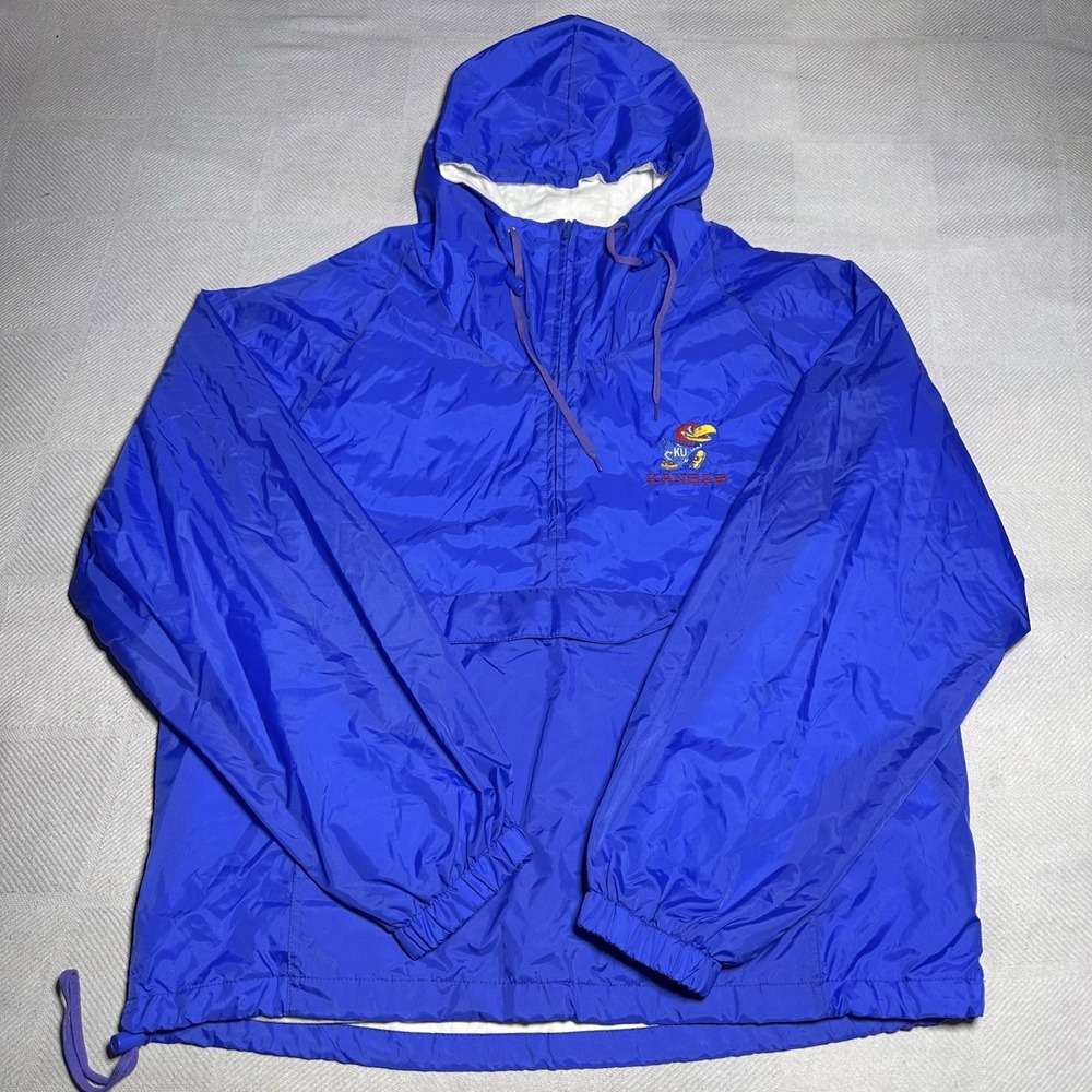 Vintage 90s Kansas Jayhawks‎ Anorak Windbreaker Jacket Mens 2XL KU University